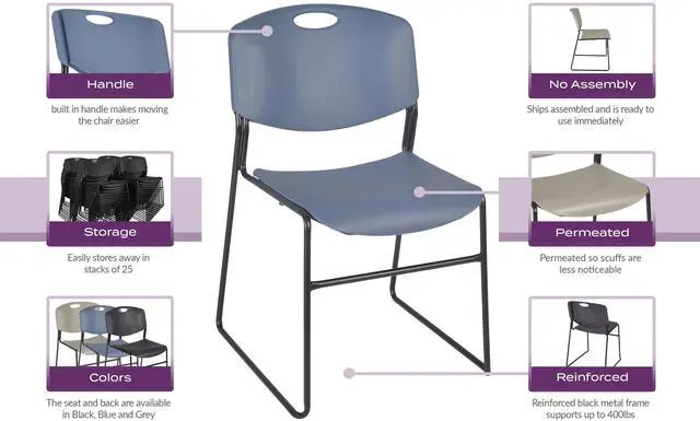 Alt view image 8 of 8 - Zeng Stack Chair (4 pack)- Blue