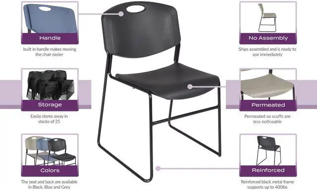 Alt view image 8 of 8 - Zeng Stack Chair (4 pack)- Black