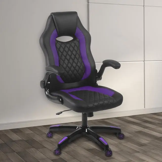 Alt view image 3 of 7 - Aon Archeus Ergonomic Gaming Office Chair  High-Back Computer Desk Chair with Lumbar Support, Flip-Up Arms, Tilt Lock, 360° Swivel & Padded Seat for Gamers & Professionals (Black & Purple)