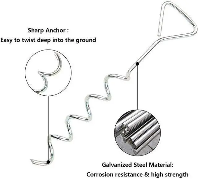 Alt view image 3 of 6 - Butizone Heavy Duty Spiral Trampoline Accessories Tie Down Ground Anchor Kit Universal Ground Anchor 4 Pcs