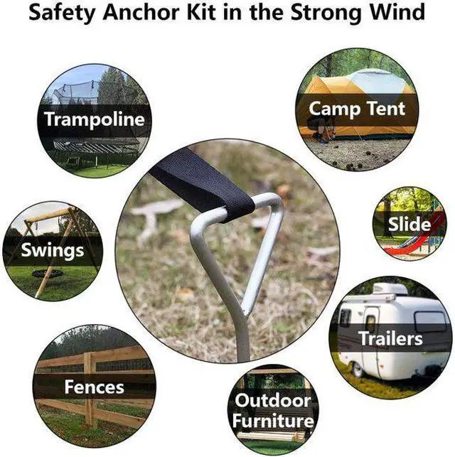 Alt view image 6 of 6 - Butizone Heavy Duty Spiral Trampoline Accessories Tie Down Ground Anchor Kit Universal Ground Anchor 4 Pcs