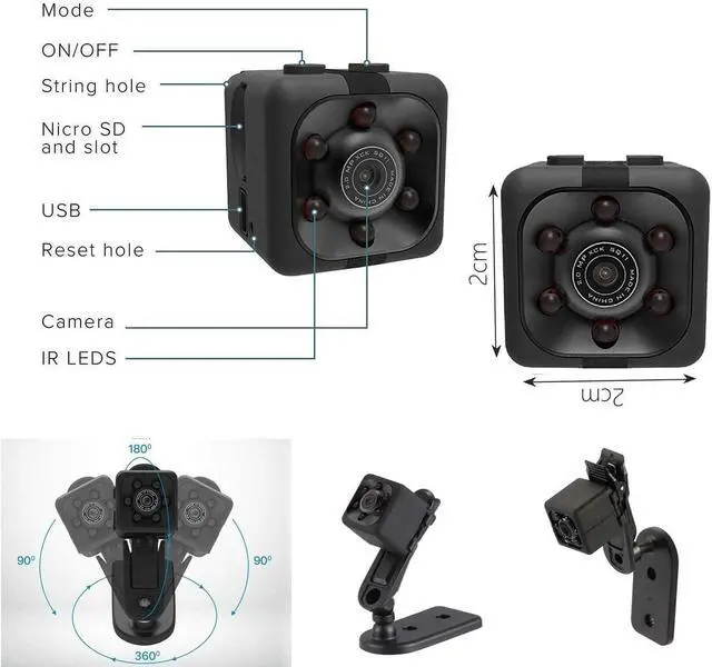 Alt view image 6 of 7 - Mini Spy Camera Include 32G SD Card Hidden Camera HD Audio and Video Recording, Night Vision Motion Detection, Surveillance Camera Small Dog Camera Nanny Cam Baby Monitor Home Security Camera