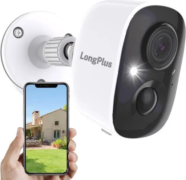 Main image of Longplus Wireless Outdoor Security Camera, Battery Powered Cameras for Home Security Wireless Wifi with Night Vision, Motion Detection,Siren Alarm,Spotlight,2Way Audio, Weatherproof,Sd/Cloud(White)