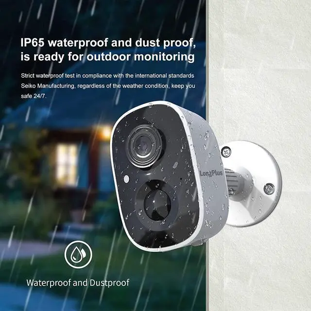 Alt view image 5 of 7 - Longplus Wireless Outdoor Security Camera, Battery Powered Cameras for Home Security Wireless Wifi with Night Vision, Motion Detection,Siren Alarm,Spotlight,2Way Audio, Weatherproof,Sd/Cloud(White)