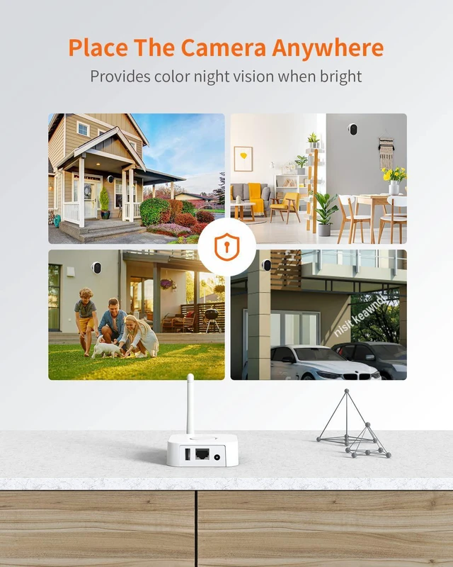 Alt view image 2 of 7 - Wireless Camera System for Home Security, Outdoor Cam with Infrared Night Vision, Body Recognition, Motion Detection and IP65 Waterproof