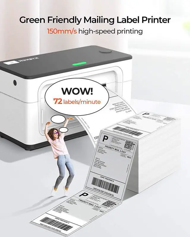 Alt view image 4 of 6 - MUNBYN Thermal Label Printer 300DPI, 4x6 USB Shipping Label Printer for Shipping Packages & Small Business, Thermal Printer for Shipping Labels with USPS Shopify Ebay, One-Click Setup for Windows Mac
