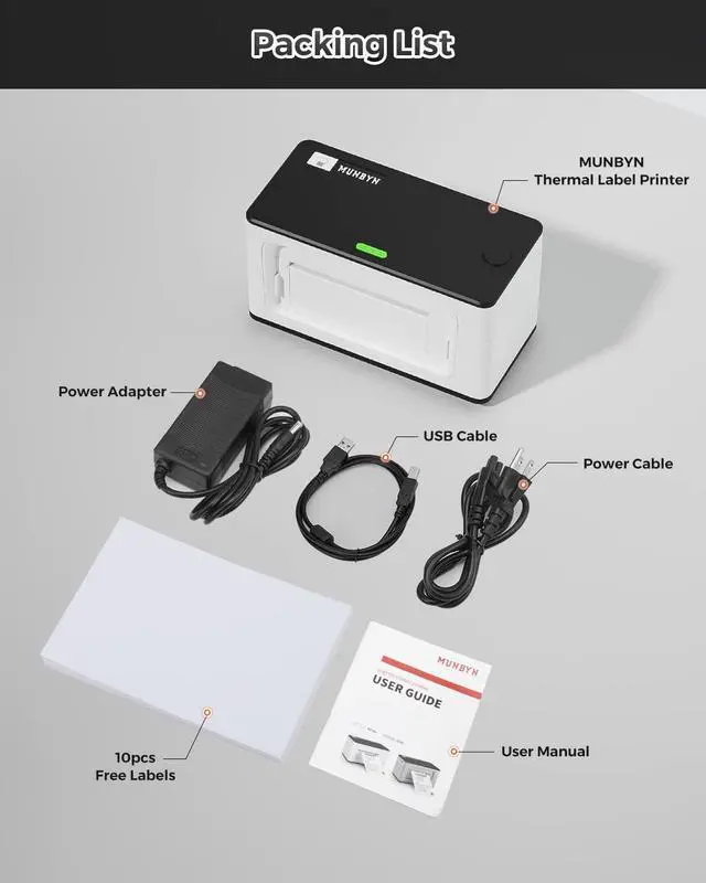 Alt view image 6 of 6 - MUNBYN Thermal Label Printer 300DPI, 4x6 USB Shipping Label Printer for Shipping Packages & Small Business, Thermal Printer for Shipping Labels with USPS Shopify Ebay, One-Click Setup for Windows Mac