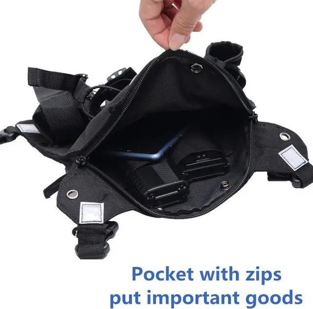 Alt view image 4 of 7 - ABBREE Chest Harness Front Pack Pouch Holster Vest Rig for Baofeng UV-5R BF-F8HP UV-82 TYT Ham Two Way Radio (Rescue Essentials) (Reflective Black)