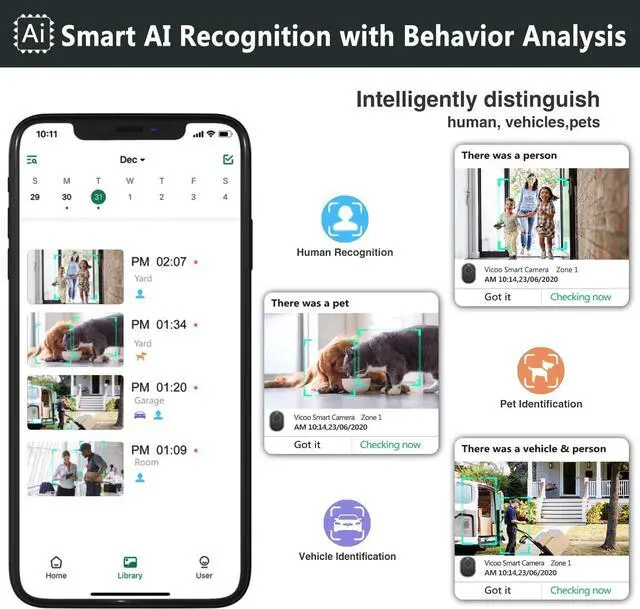 Alt view image 3 of 6 - DCT Security Cameras Wireless Outdoor Magnetic: Battery Powered WiFi Camera 2K Color Night Vision Home Cameras Outside Motion Detection Two-Way Audio Spotlight Siren Alarm SD/Cloud Storage