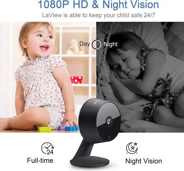 Alt view image 4 of 7 - LaView Security Cameras 4pcs, Home Security Camera Indoor 1080P, Wi-Fi Cameras Wired for Pet, Motion Detection, Two-Way Audio, Night Vision, Phone App, Works with Alexa, iOS & Android & Web Access