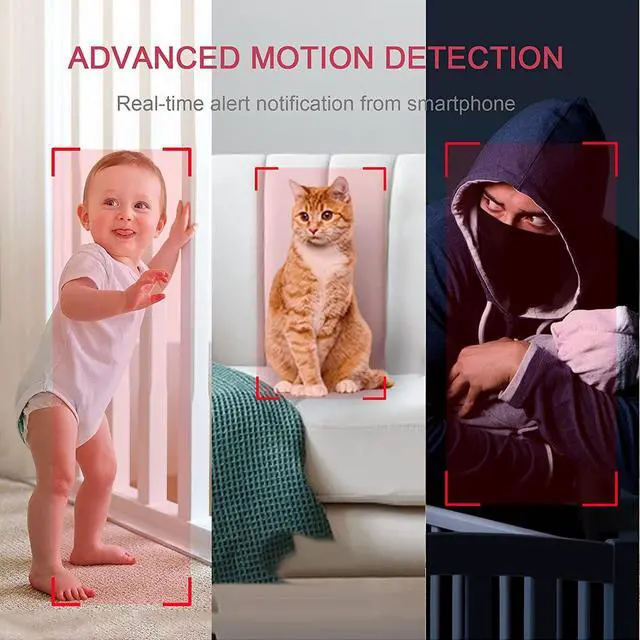 Alt view image 3 of 7 - LaView Security Cameras 4pcs, Home Security Camera Indoor 1080P, Wi-Fi Cameras Wired for Pet, Motion Detection, Two-Way Audio, Night Vision, Phone App, Works with Alexa, iOS & Android & Web Access