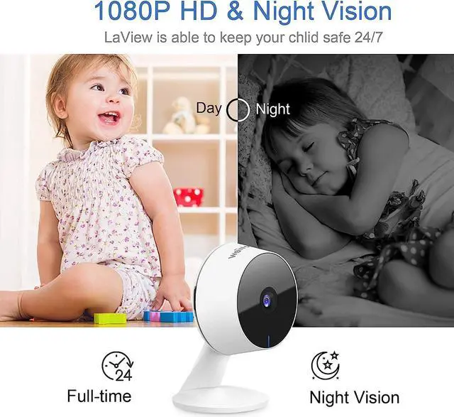 Alt view image 4 of 7 - LaView Security Cameras 4pcs, Home Security Camera Indoor 1080P, Wi-Fi Cameras Wired for Pet, Motion Detection, Two-Way Audio, Night Vision, Phone App, Works with Alexa, iOS & Android & Web Access