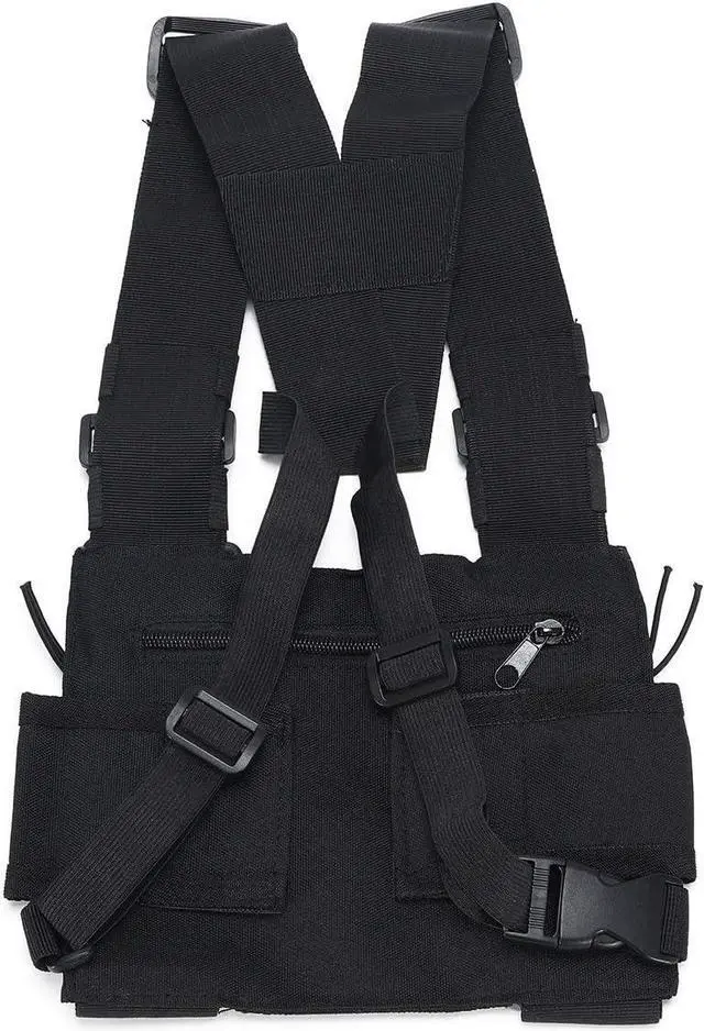 Alt view image 2 of 6 - Radio Chest Harness Rig Holster Pack with Front Pouches and Zipper Bag for Universal Walkie Talkies