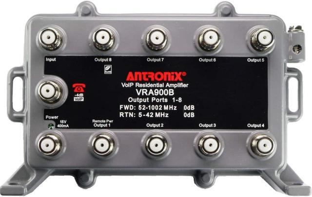 Alt view image 2 of 5 - 9 Port Bi-Directional Cable TV Splitter Signal Booster/Amplifier with Active Return Zero Signal Loss VoIP Telephone Bypass Port and F59 Terminators Antronix VR900B/AC