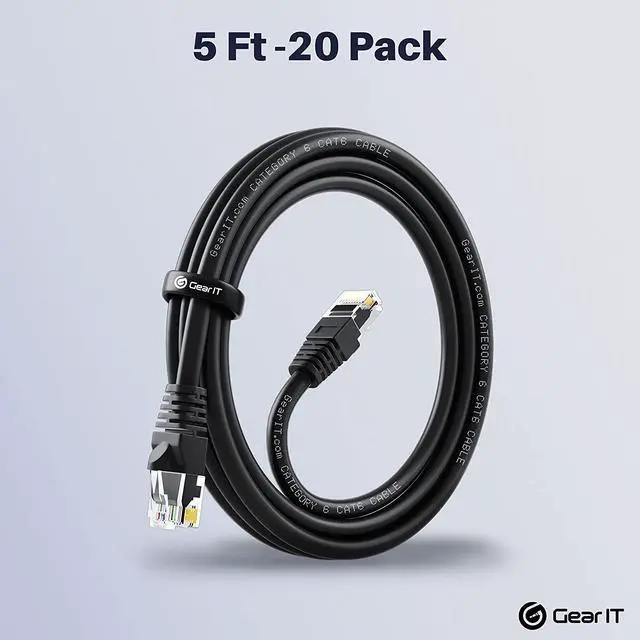 Alt view image 2 of 7 - South City Mall Cat 6 Ethernet Cable 5 ft (20-Pack) - Cat6 Patch Cable, Cat 6 Patch Cable, Cat6 Cable, Cat 6 Cable, Cat6 Ethernet Cable, Network Cable, Internet Cable - Black 5 Feet