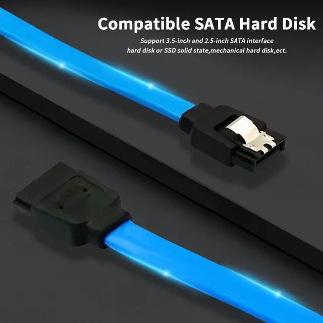 Alt view image 3 of 7 - 12-Pack SATA III Data CableSATA iii 6.0 Gbps Cable Straight Blue with Locking Latch 16 Inches SATA Cable Pack for HDDSSDCD and DVD Drives