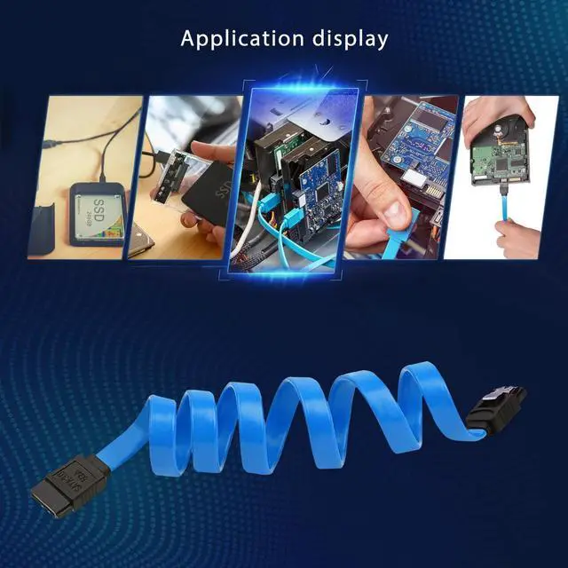 Alt view image 6 of 7 - 12-Pack SATA III Data CableSATA iii 6.0 Gbps Cable Straight Blue with Locking Latch 16 Inches SATA Cable Pack for HDDSSDCD and DVD Drives