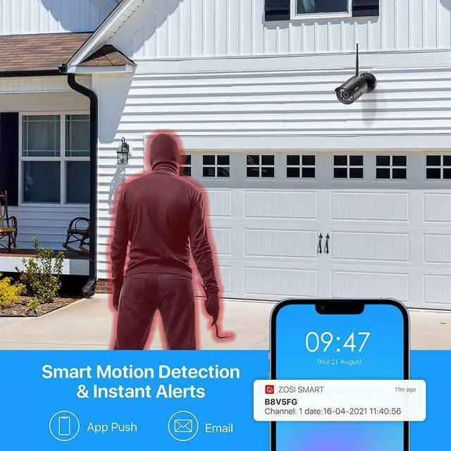 Alt view image 4 of 7 - Gadpiparty ZOSI Wireless Security Camera System, 2K H.265+ 8CH 3MP NVR Recorder with 6x1080P Auto Match WiFi IP Camera Outdoor Indoor,Night Vision,Motion Alert, Remote Access (1TB Hard Drive)