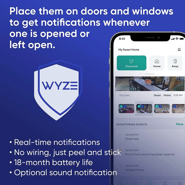 Alt view image 3 of 6 - Wyze Home Security System Entry Sensor - Window and Door Entry Protection (3-Pack) Wyze Sense Hub required