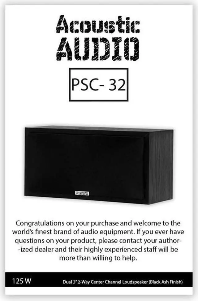 Alt view image 4 of 4 - Acoustic Audio PSC-32 Center Channel Speaker 125 Watt 2-Way Home Theater Audio, Black
