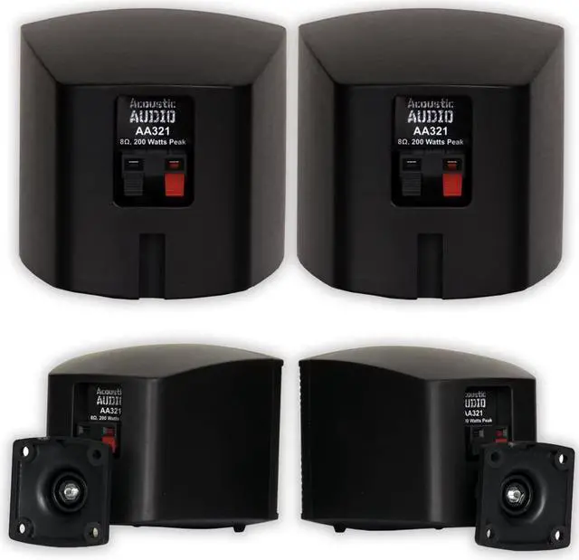 Alt view image 9 of 11 - Acoustic Audio AA321B Mountable Indoor Speakers 400 Watts Black Bookshelf Pair