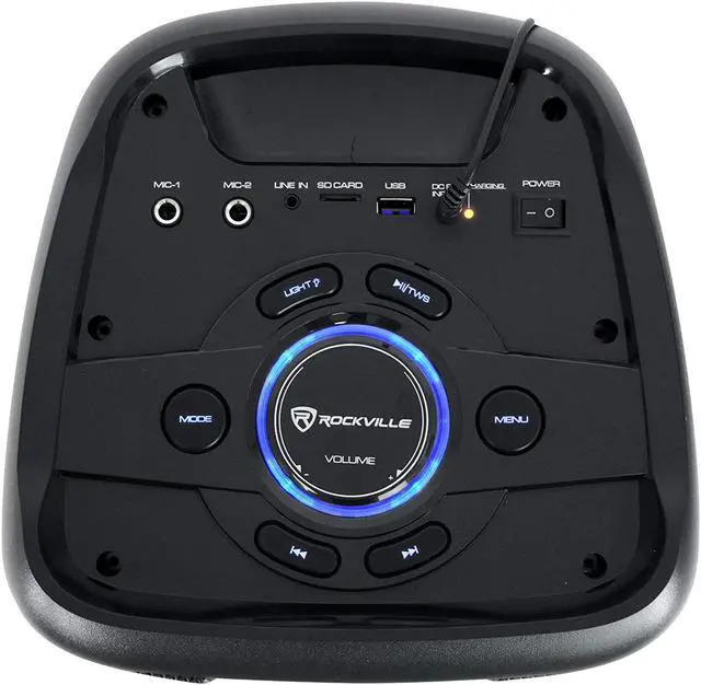 Alt view image 2 of 7 - Rockville ROCK PARTY 6 Dual 6.5" 300W Battery-Powered Bluetooth Speaker, LED Lights, TWS Pairing, IPX5 Water-Resistant, for Parties and Outdoor Events