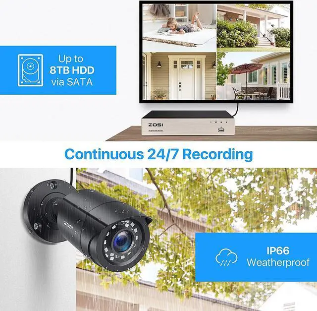 Alt view image 2 of 7 - ZOSI 8CH 5MP Lite Security Camera System Outdoor,H.265+ 8 Channel 5MP Lite Video DVR Recorder and 8X1920TVL Weatherproof Home CCTV Cameras,80ft Night Vision,Motion Alert,Remote Access,NO Hard Drive