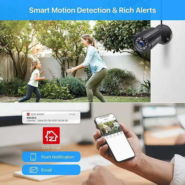 Alt view image 3 of 7 - ZOSI 8CH 5MP Lite Security Camera System Outdoor,H.265+ 8 Channel 5MP Lite Video DVR Recorder and 8X1920TVL Weatherproof Home CCTV Cameras,80ft Night Vision,Motion Alert,Remote Access,NO Hard Drive