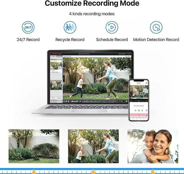 Alt view image 4 of 7 - ZOSI 8CH 5MP Lite Security Camera System Outdoor,H.265+ 8 Channel 5MP Lite Video DVR Recorder and 8X1920TVL Weatherproof Home CCTV Cameras,80ft Night Vision,Motion Alert,Remote Access,NO Hard Drive