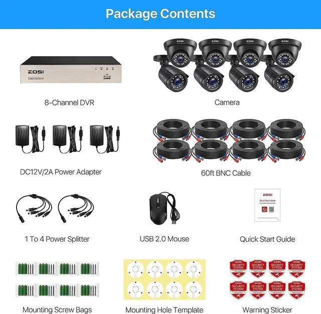 Alt view image 6 of 7 - ZOSI 8CH 5MP Lite Security Camera System Outdoor,H.265+ 8 Channel 5MP Lite Video DVR Recorder and 8X1920TVL Weatherproof Home CCTV Cameras,80ft Night Vision,Motion Alert,Remote Access,NO Hard Drive
