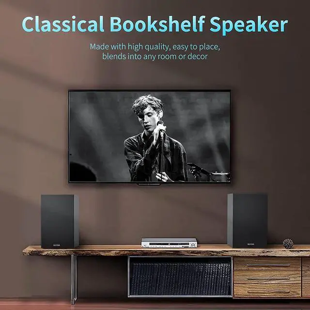 Alt view image 6 of 7 - BESTISAN 4 Inch Powered Bookshelf Speakers with Deep Bass, Bluetooth 5.0 Studio Monitor Speakers, 2.0 Neared Field Audio Speakers with 2 RCA Line Input, Set of 2 Black-New Model