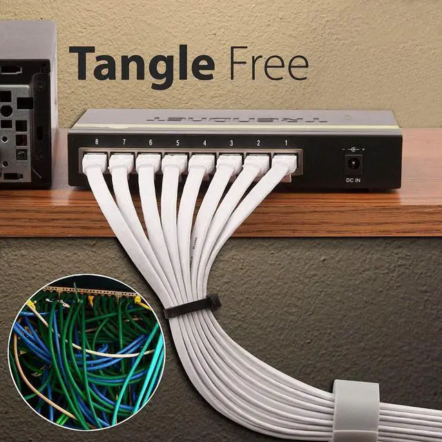 Alt view image 7 of 7 - Cat7 Ethernet Cable 50ft Flat High Speed Shielded (STP) Solid Computer Network Cord with Snagless Rj45 Connectors Slim Durable Internet LAN Wire for Modem,Router.Faster Than Cat5e/Cat5/cat6 (White)