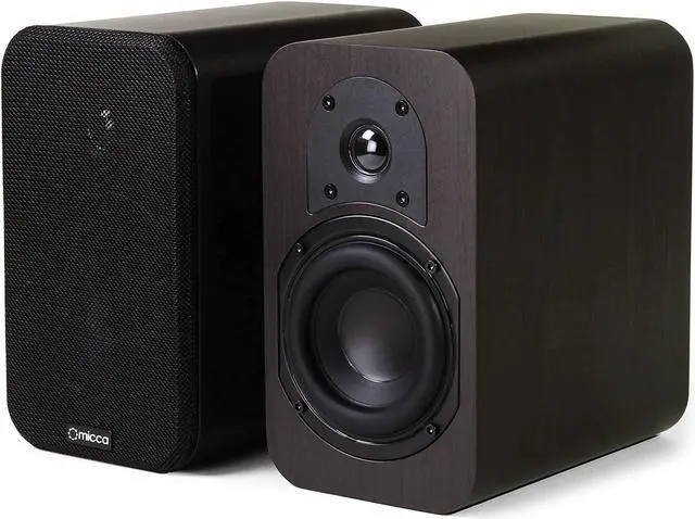 Main image of Micca RB42 Reference Bookshelf Speaker with 4-Inch Woofer and Silk Tweeter (Dark Walnut, Pair)