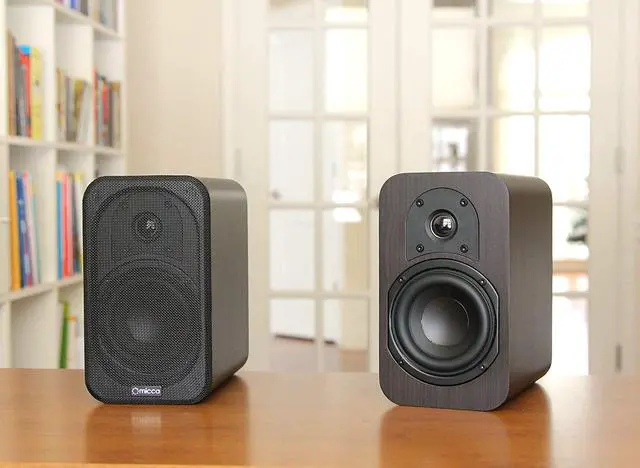 Alt view image 3 of 6 - Micca RB42 Reference Bookshelf Speaker with 4-Inch Woofer and Silk Tweeter (Dark Walnut, Pair)