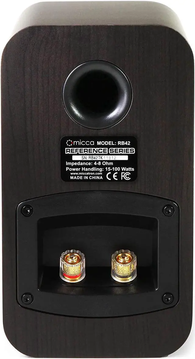 Alt view image 5 of 6 - Micca RB42 Reference Bookshelf Speaker with 4-Inch Woofer and Silk Tweeter (Dark Walnut, Pair)