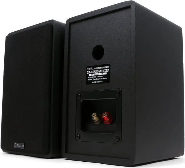 Alt view image 4 of 5 - Micca MB42X Advanced Bookshelf Speakers for Home Theater Surround Sound, Stereo, and Passive Near Field Monitor, 2-Way (Black, Pair)