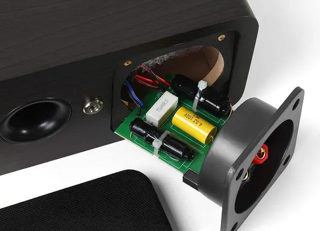 Alt view image 5 of 6 - Micca OoO Slim Center Channel Speaker with 3-Inch Woofers and Silk Tweeter, Thin Design Under 4" Tall, for Desktop Stereo or Home Theater Surround Sound, Wall Mountable, Single, Dark Walnut