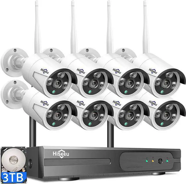 Main image of Wireless Security Camera System, Expandable 16CH 4K NVR, 4Pcs 3MP Night Vision WiFi Cameras Home Surveillance Outdoor, Motion Detection, 1TB HDD, One-Way Audio