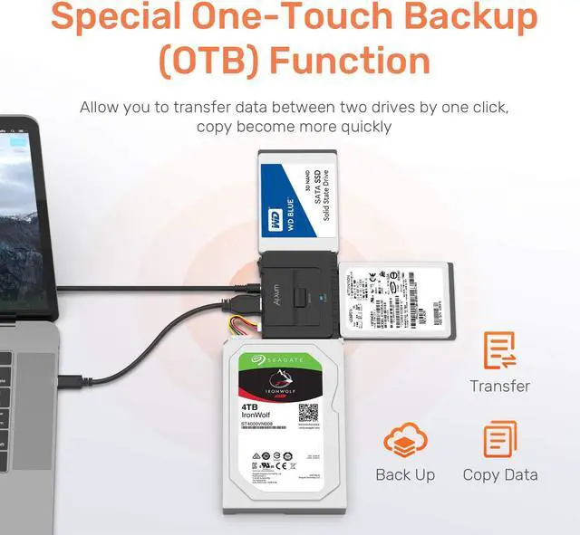 Alt view image 4 of 7 - South City Mall SATA IDE to USB-C 3.0 Adapter, Hard Drive Connector for 2.5  3.5  SATA & IDE SSD HDD Hard Disk Drive, Support One-Touch Backup and Data Recovery Function, with Power Supply & 30CM USB