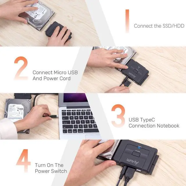 Alt view image 7 of 7 - South City Mall SATA IDE to USB-C 3.0 Adapter, Hard Drive Connector for 2.5  3.5  SATA & IDE SSD HDD Hard Disk Drive, Support One-Touch Backup and Data Recovery Function, with Power Supply & 30CM USB