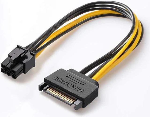 Alt view image 5 of 7 - J&D SATA Power Cable, (5 Pack) SATA 15 Pin to 6 Pin PCI Express (PCIe) Graphics Video Card Power Cable Adapter (20 cm)