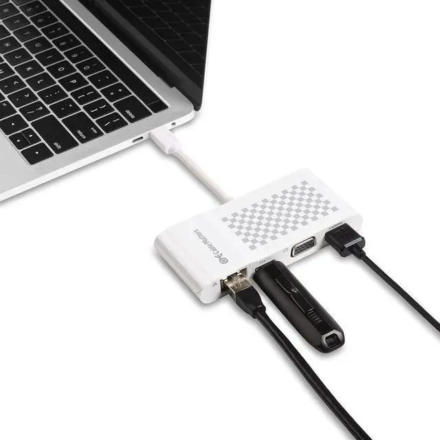 Alt view image 5 of 7 - USB C Multiport Adapter (USB C Dock with USBC to HDMI or USBC to VGA) USB3.0 and Ethernet White Thunderbolt 4 / USB4 / Thunderbolt 3 Port Compatible with MacBook Pro  XPS
