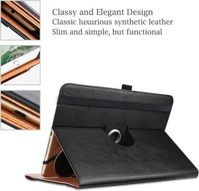 Alt view image 7 of 7 - 9-10.1 Inch Universal Tablet Case Protective Cover Stand Folio Case for 9 10 10.1 Inch Android Touchscreen Tablet with 360 Degree Rotatable Kickstand and Multiple Viewing Angles -Black