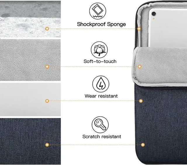 Alt view image 6 of 7 - 9-11 Tablet Sleeve Bag for iPad 11-inch A16 2025 iPad 10th Gen. 10.9 iPad 10.2 iPad Air 11 Inch/5th/4th Gen. 10.9 Galaxy Tab A9 Plus 11 Protective Bag Fit Smart Keyboard Dusty Blue
