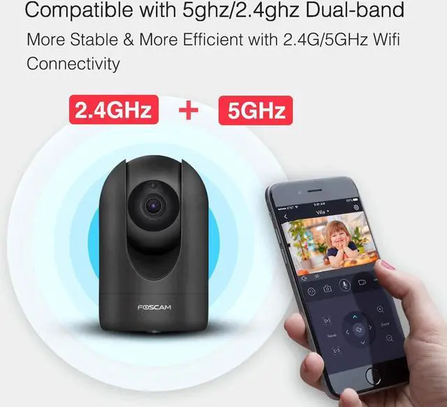 Alt view image 3 of 7 - FOSCAM Home Security Camera R4S 4MP WiFi IP Camera,Wireless Baby Monitor with AI Human Detection Sound Detection 33ft Night Vision 2 Way Audio Camera Compatible with Alexa Black