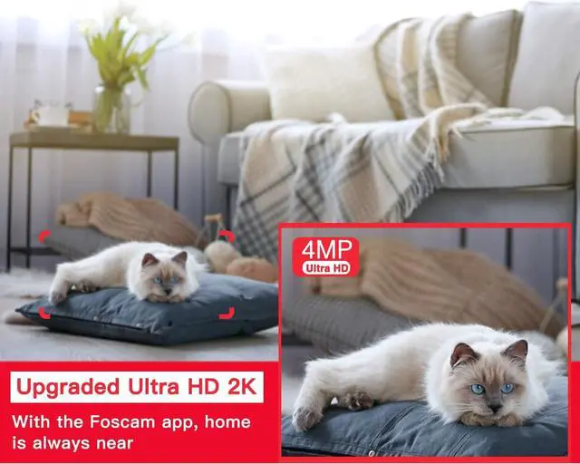 Alt view image 4 of 7 - FOSCAM Home Security Camera R4S 4MP WiFi IP Camera,Wireless Baby Monitor with AI Human Detection Sound Detection 33ft Night Vision 2 Way Audio Camera Compatible with Alexa Black