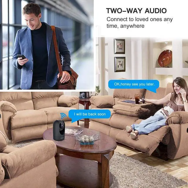 Alt view image 7 of 7 - FOSCAM Home Security Camera R4S 4MP WiFi IP Camera,Wireless Baby Monitor with AI Human Detection Sound Detection 33ft Night Vision 2 Way Audio Camera Compatible with Alexa Black