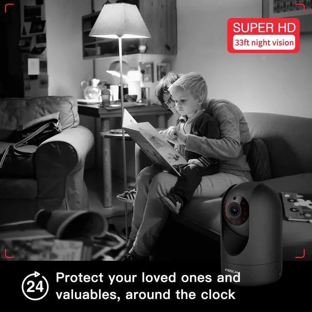 Alt view image 6 of 7 - FOSCAM Home Security Camera R4S 4MP WiFi IP Camera,Wireless Baby Monitor with AI Human Detection Sound Detection 33ft Night Vision 2 Way Audio Camera Compatible with Alexa Black
