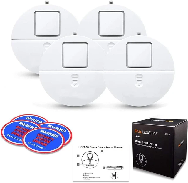 Alt view image 7 of 7 - Window Alarm System 4-Pack - Ultra-Loud 120dB Alarms with Advanced Vibration Sensors - Window Security Alarms for Glass Break Detection - Features Low Battery LED Indicator