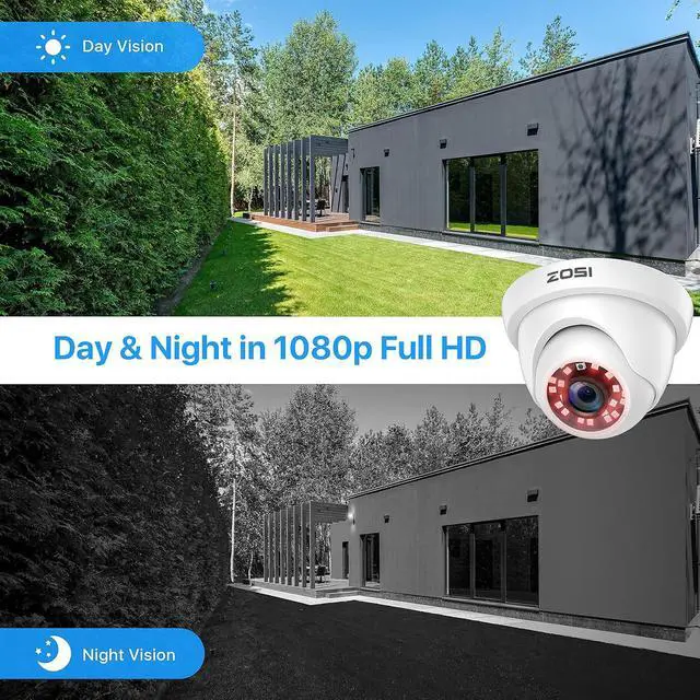 Alt view image 5 of 7 - ZOSI 4 Pack 2MP 1080p HD-TVI Home Security Camera Outdoor Indoor 1920TVL, 24PCS LEDs, 80ft Night Vision, 90°View Angle, Weatherproof Surveillance CCTV Dome Camera